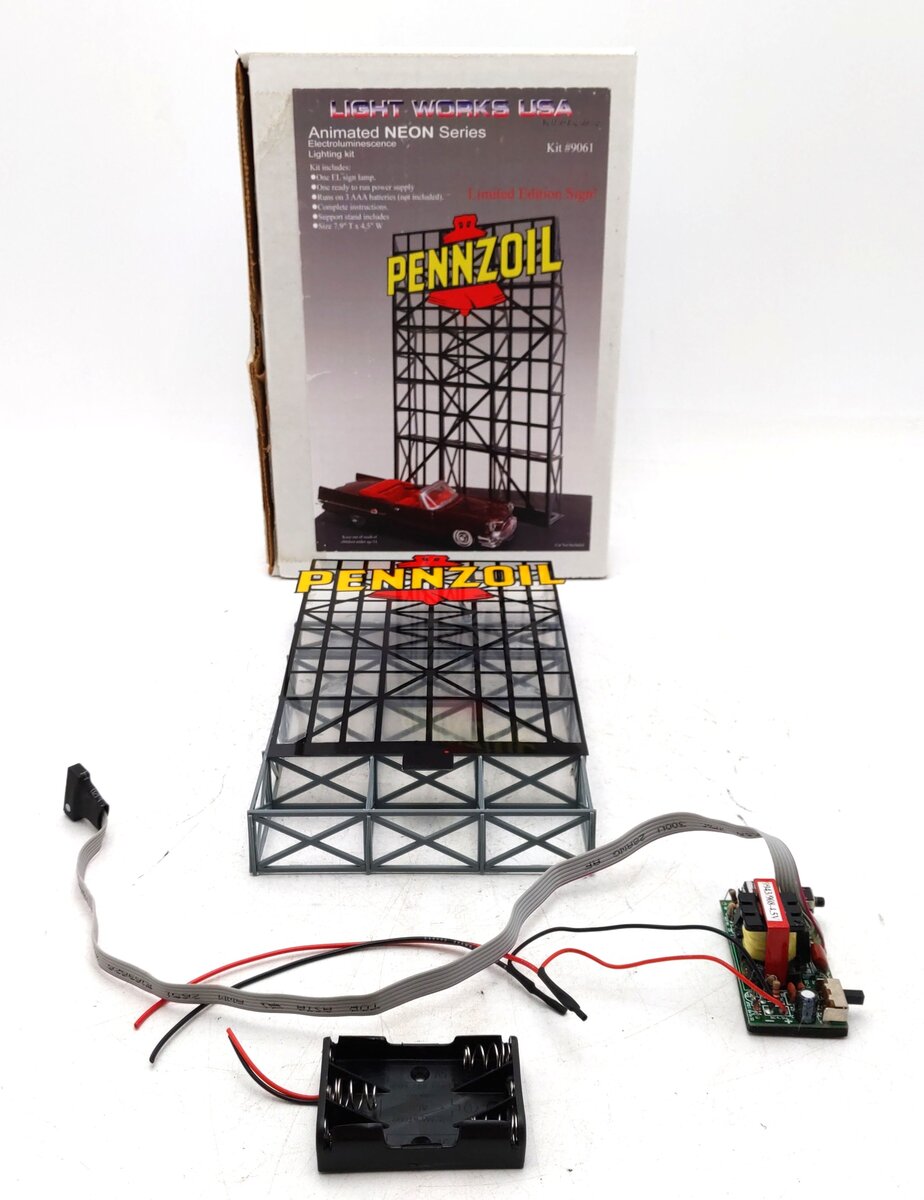 Miller Engineering 9061 HO/O Pennzoil Animated Neon Billboard VG/Box