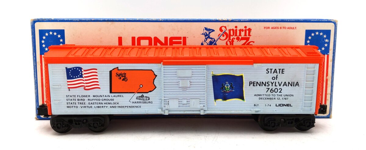 Lionel 6-7602 O Gauge Spirit of 76 State of Pennsylvania Boxcar #7602 EX/Box