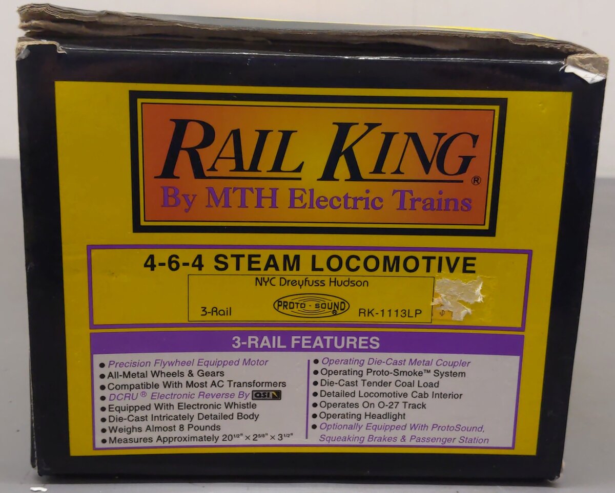 MTH 30-1113-1 O NYC 4-6-4 Dreyfuss Hudson Steam Locomotive & Tender #5445 w/PS1 VG/Box