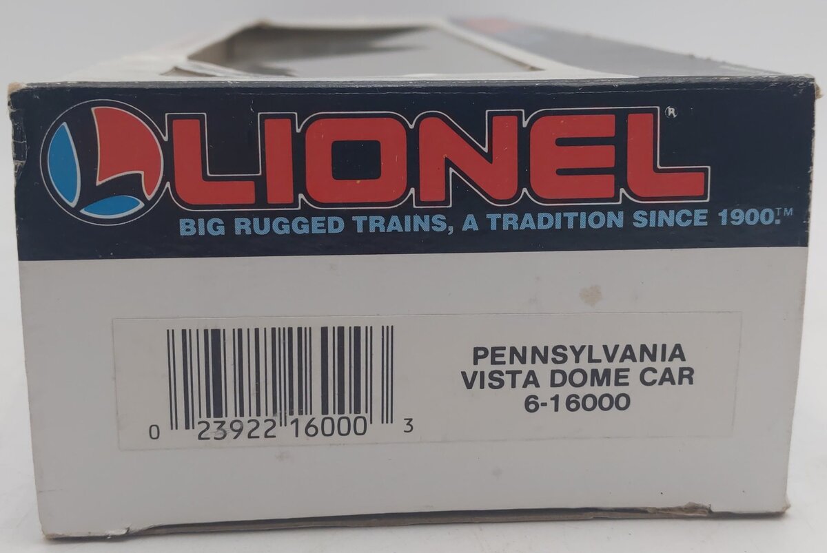 Lionel 6-16000 O Gauge Pennsylvania Tuscan Vista Dome Car #16000 EX/Box