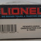 Lionel 6-16003 O Gauge Pennsylvania Tuscan Observation Car VG/Box