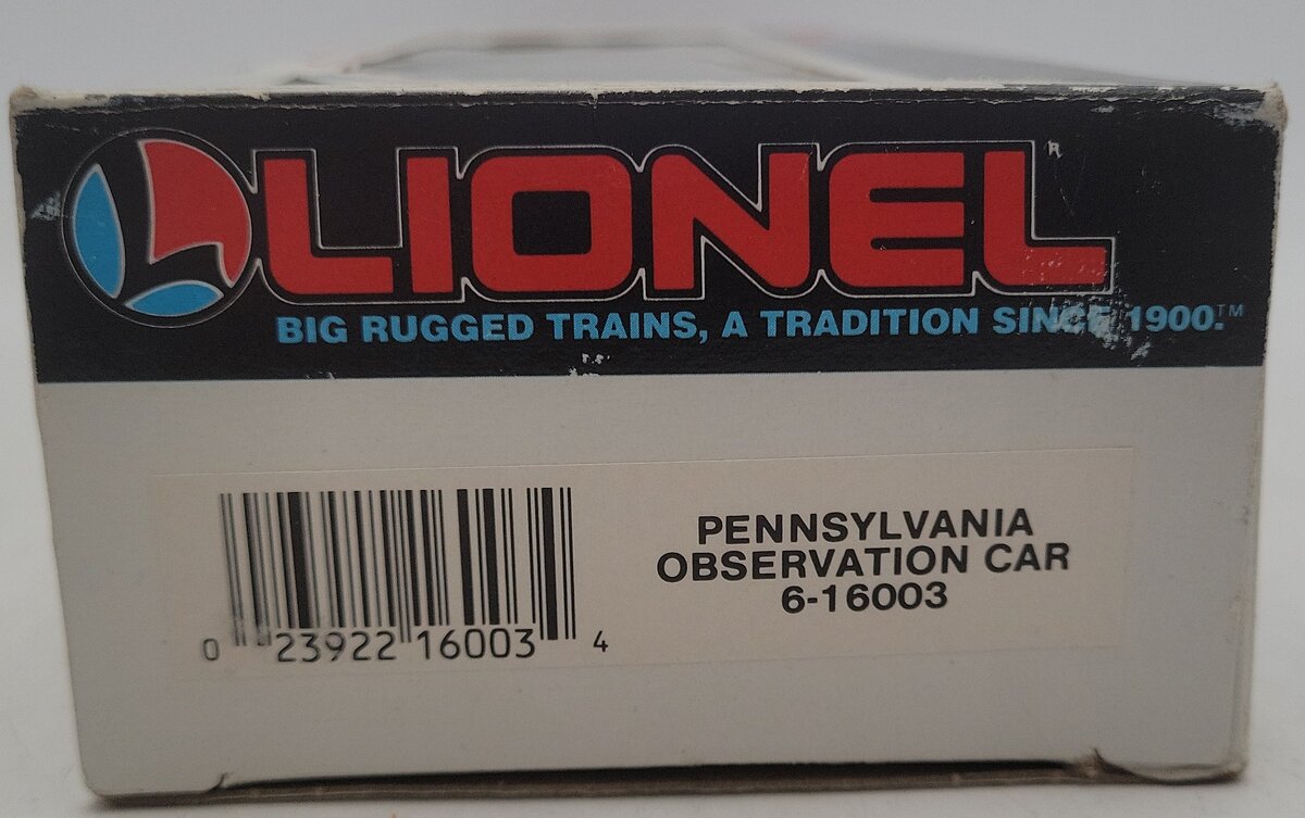 Lionel 6-16003 O Gauge Pennsylvania Tuscan Observation Car VG/Box