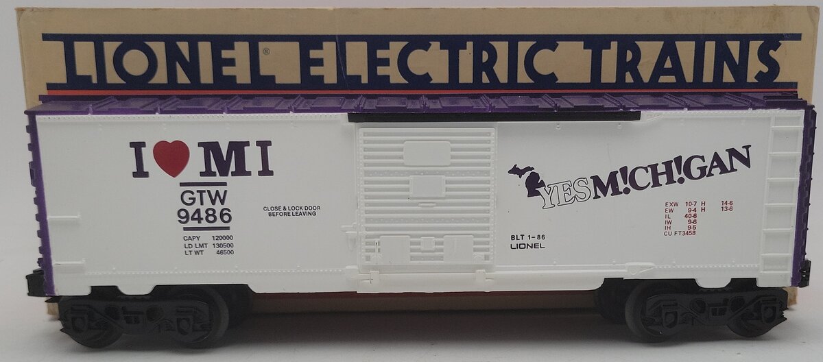 Lionel 6-9486 O Gauge I Love Michigan Boxcar #9486 EX/Box