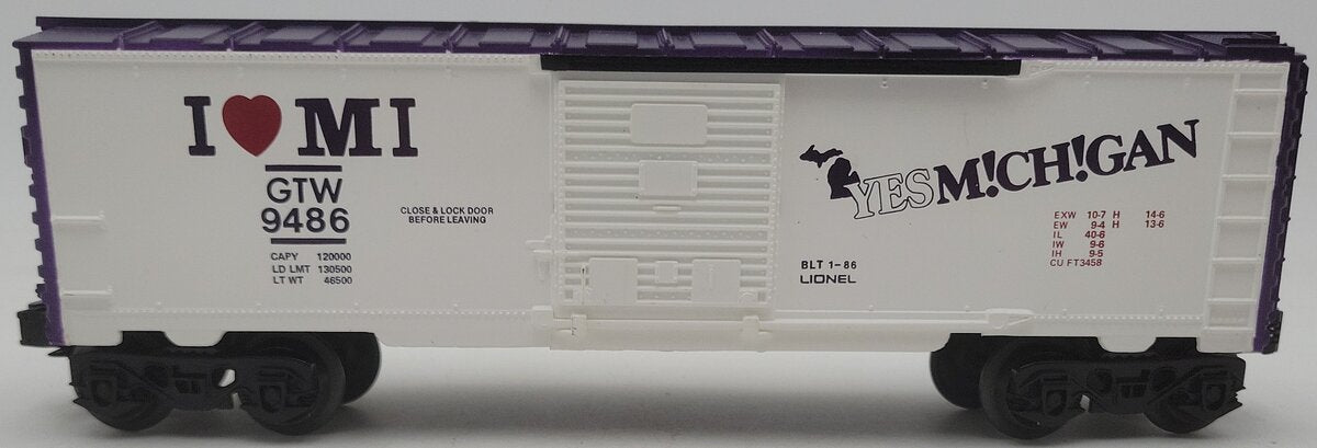 Lionel 6-9486 O Gauge I Love Michigan Boxcar #9486 EX/Box