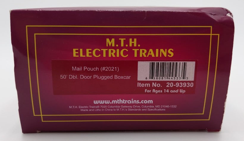 MTH 20-93930 O Gauge Mail Pouch 50' Double Door Plugged Boxcar #2021 EX/Box