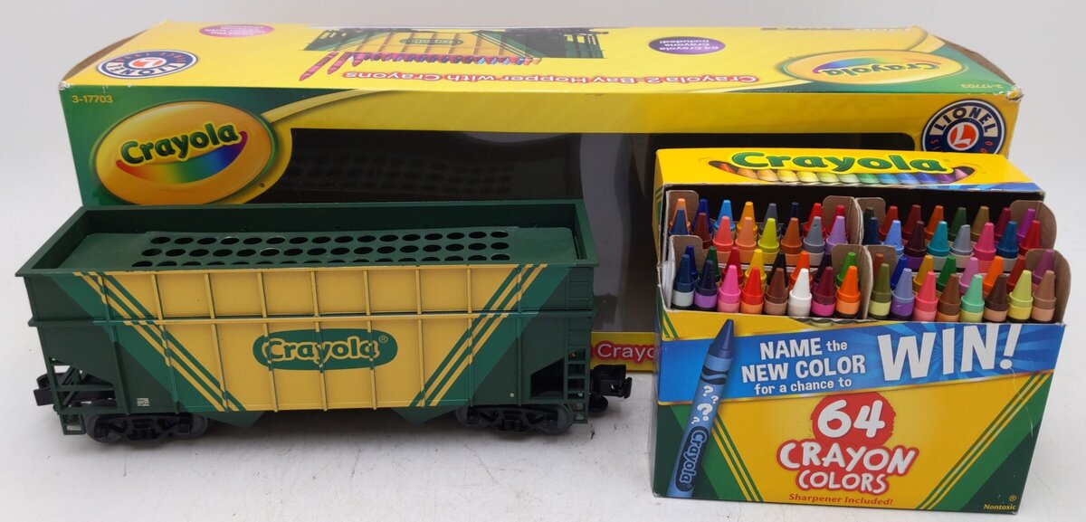 Lionel 3-17703 O Gauge Crayola 2-Bay LionScale Hopper with Crayons EX/Box