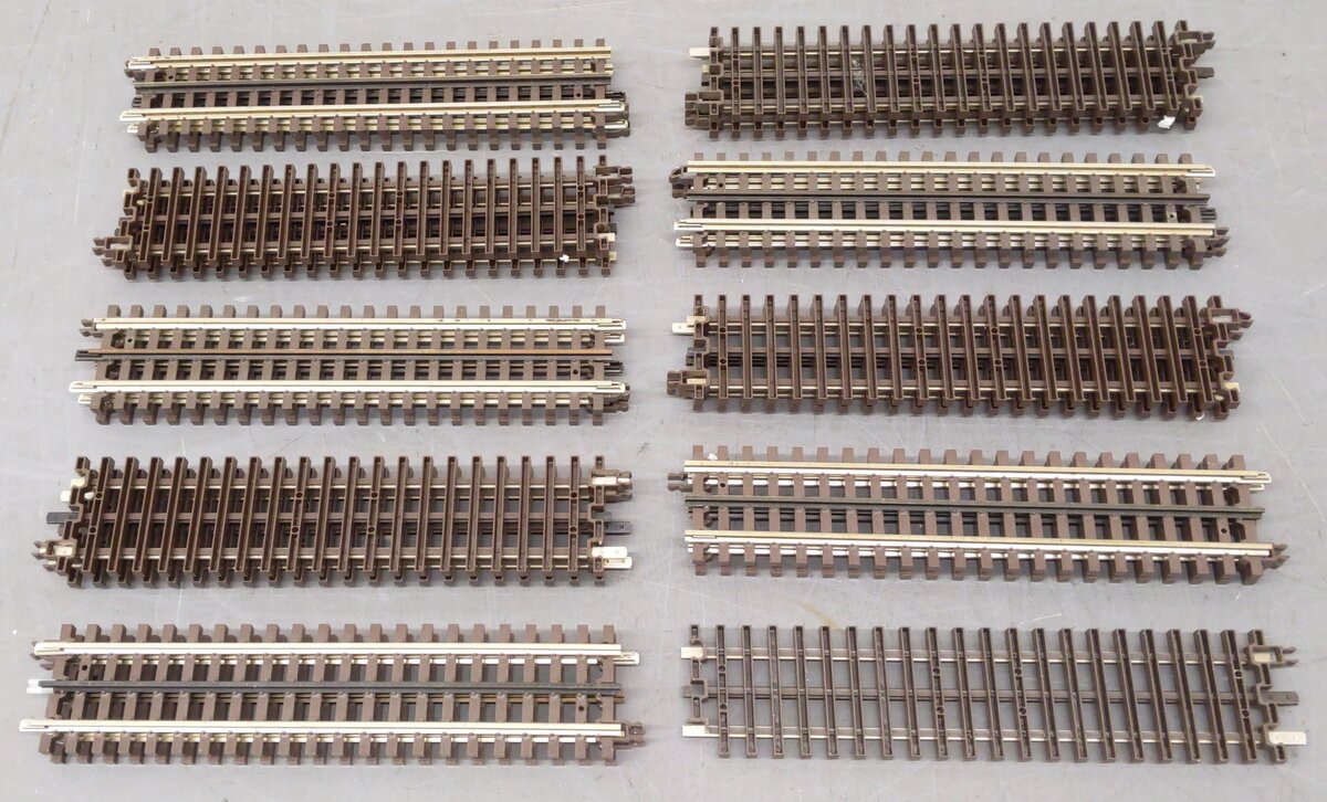 Atlas 6050 O Nickel Silver 10" Straight Track Sections with Brown Ties (19) VG
