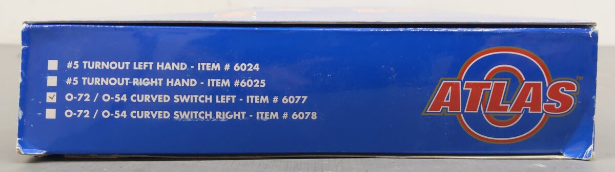 Atlas 6077 O72/O54 Nickel Silver Left Hand Remote Switch Turnout - 3-Rail EX/Box
