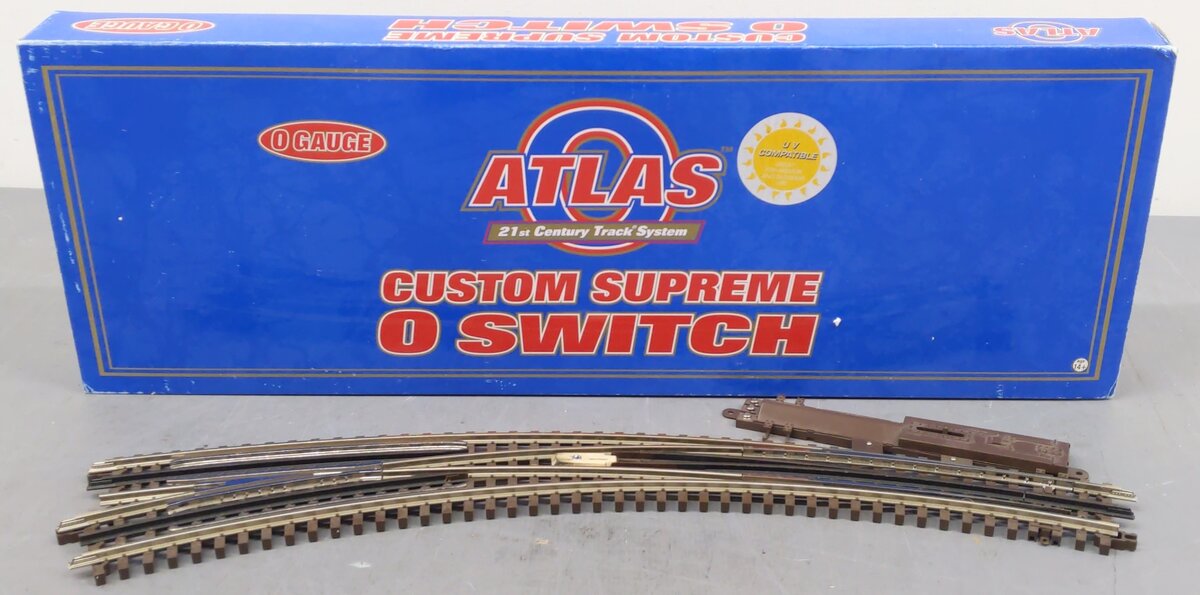Atlas 6077 O72/O54 Nickel Silver Left Hand Remote Switch Turnout - 3-Rail EX/Box