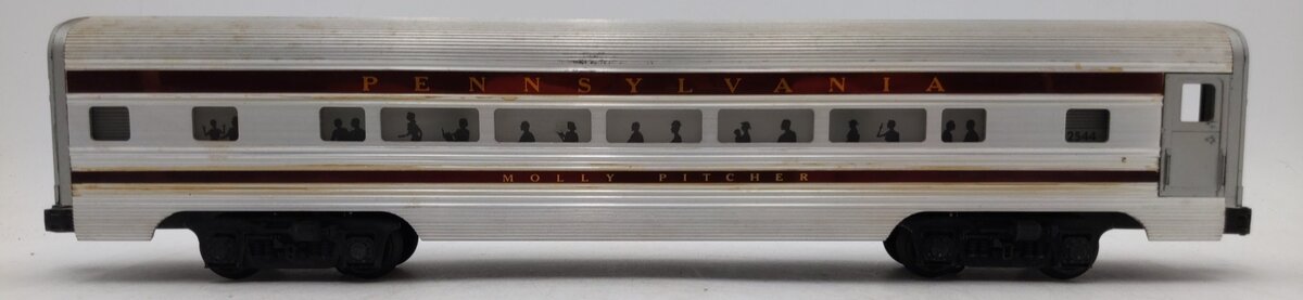 Lionel 2544 Vintage O Pennsylvania Molly Pitcher Aluminum Pullman Car VG