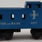 Lionel 6017 Vintage O Gauge Boston and Maine Light Blue Caboose VG