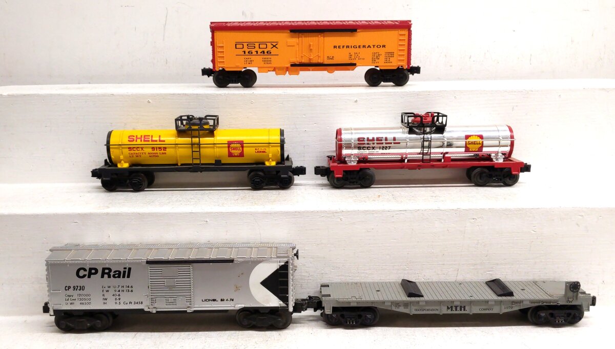 Lionel O Gauge Assorted Freight Cars: 16146, 1979, 1227, 9730, 9152 [5] VG