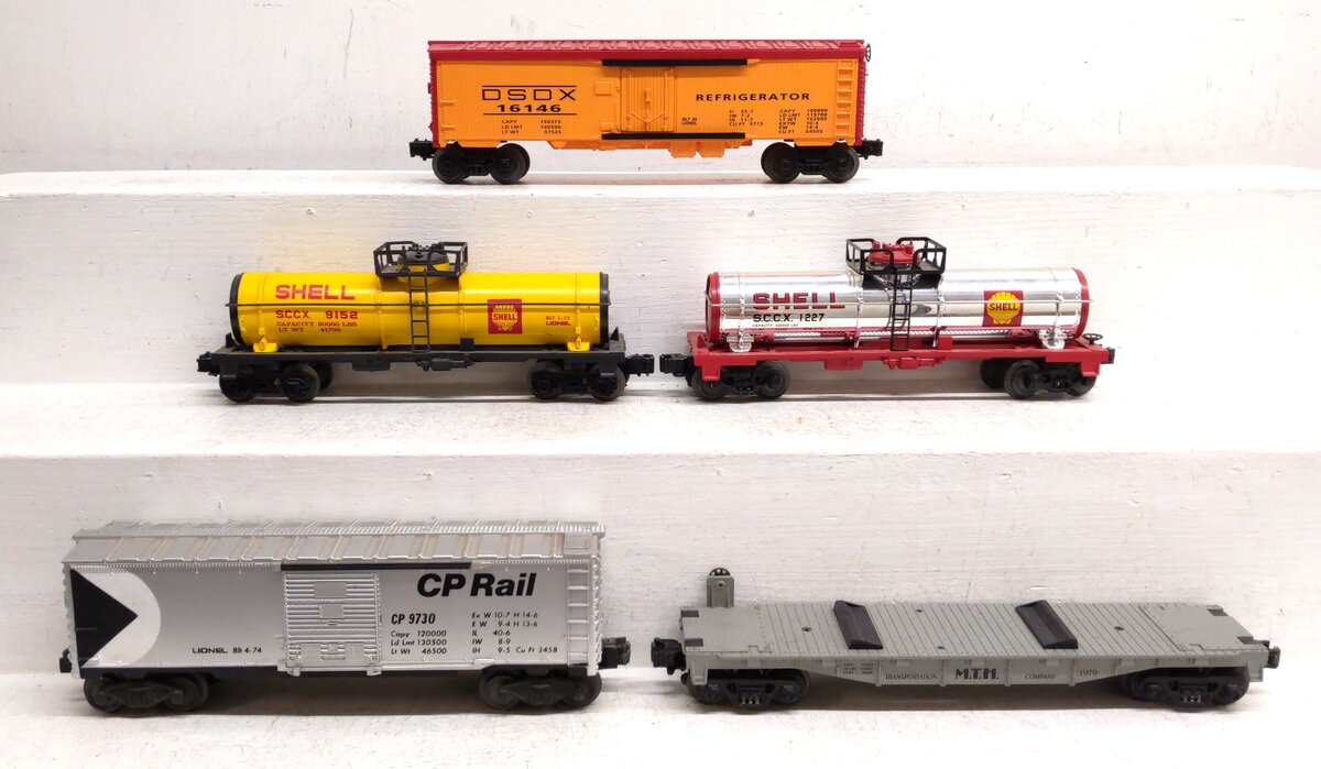 Lionel O Gauge Assorted Freight Cars: 16146, 1979, 1227, 9730, 9152 [5] VG