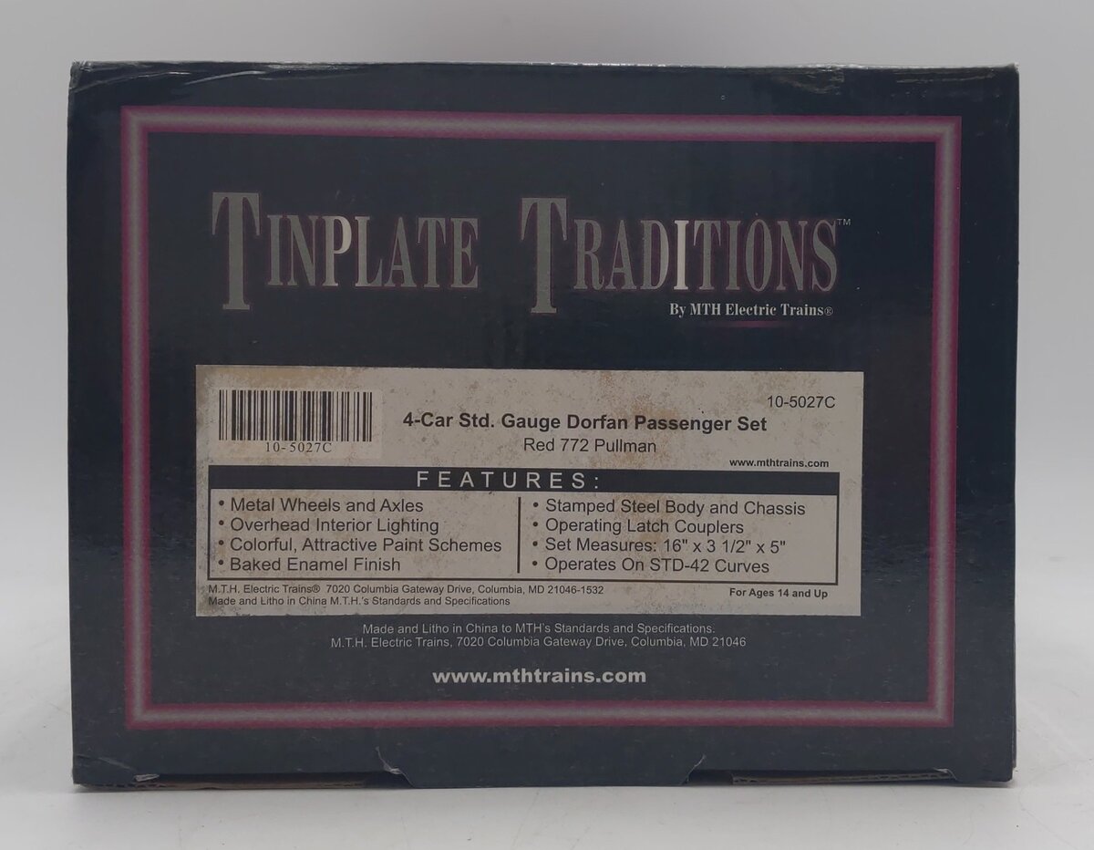MTH 10-5027C Standard Gauge Red 772 Pullman VG/Box
