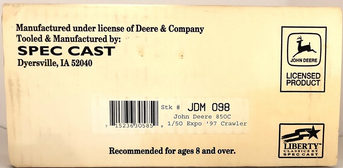 SpecCast JDM-098 Pewter John Deere 850C Crawler LN/Box