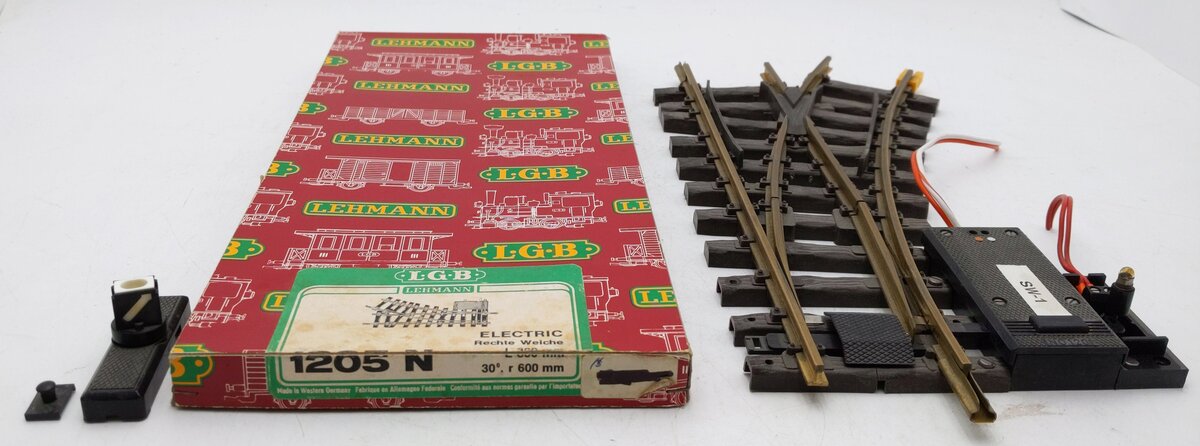LGB 1205 G Scale 30° Right Hand Electric Switch Turnout EX/Box