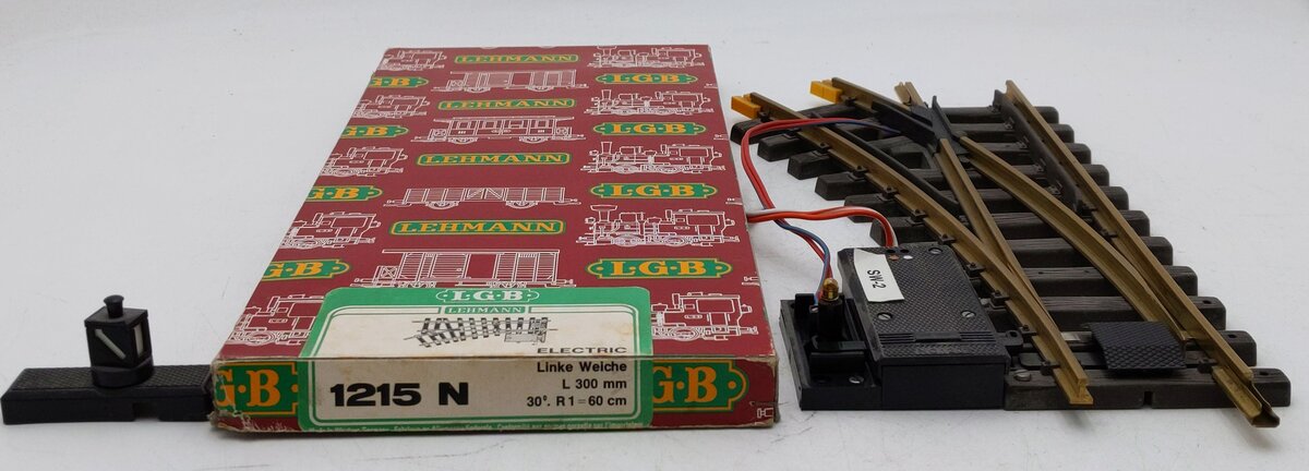 LGB 1215 G Scale Brass Left Hand Electric Switch/Turnout EX/Box