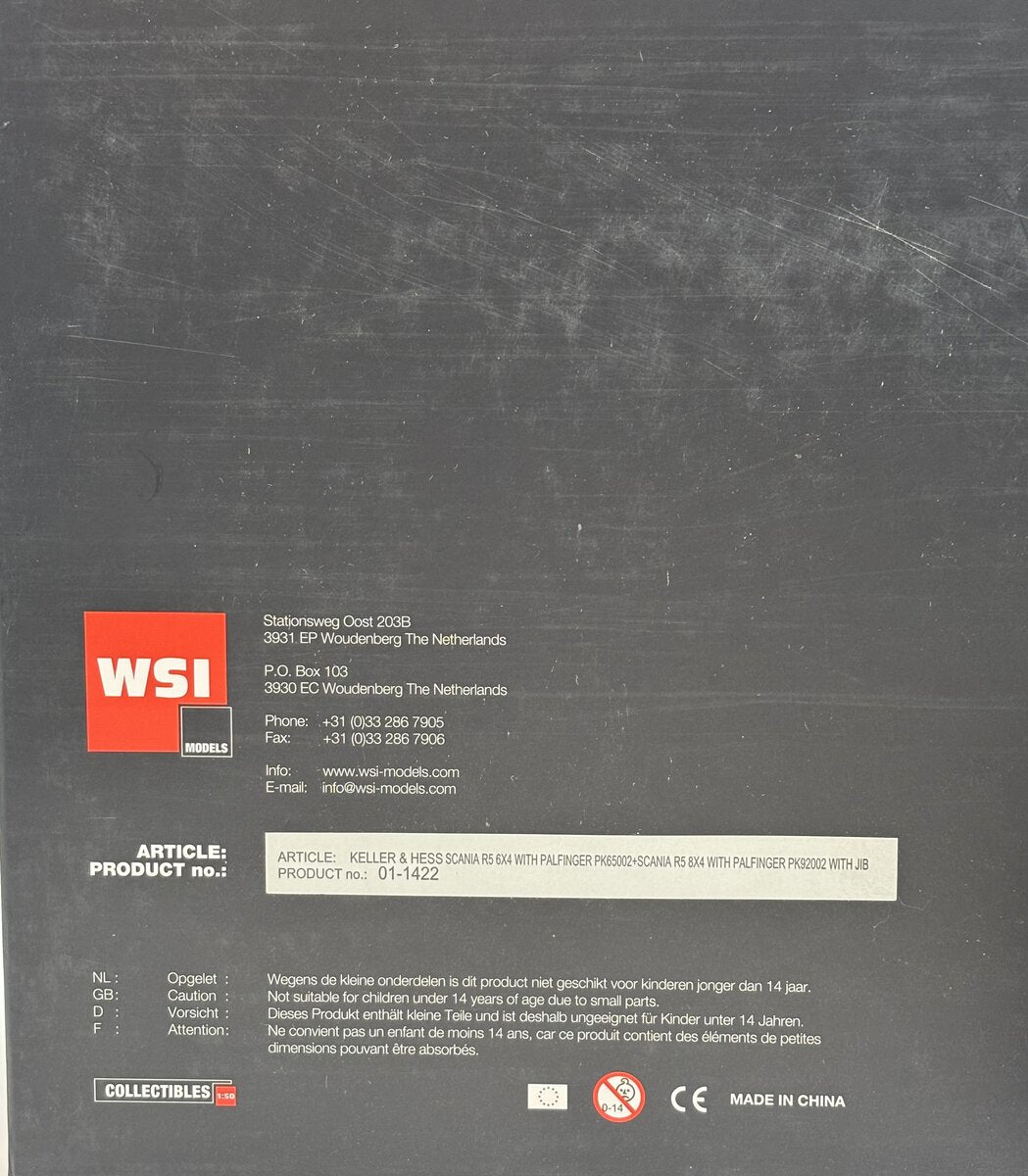WSI 01-1422 1:50 Keller & Hess Scania R5 6x4 w/Palfinger PK65002 + Scania R5 8x4 LN/Box