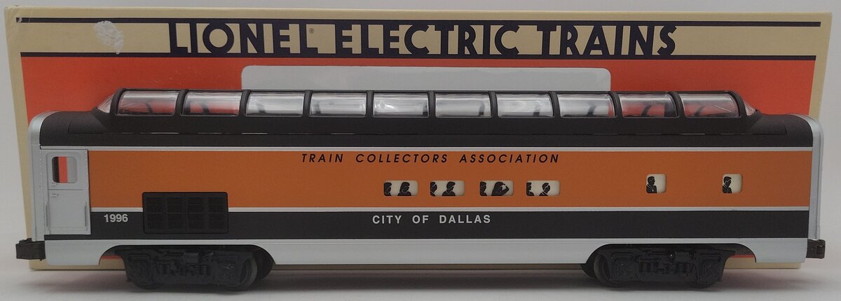 Lionel 6-52085 O Gauge 1996 TCA "City of Dallas" Dallas Full Vista Dome Car EX/Box