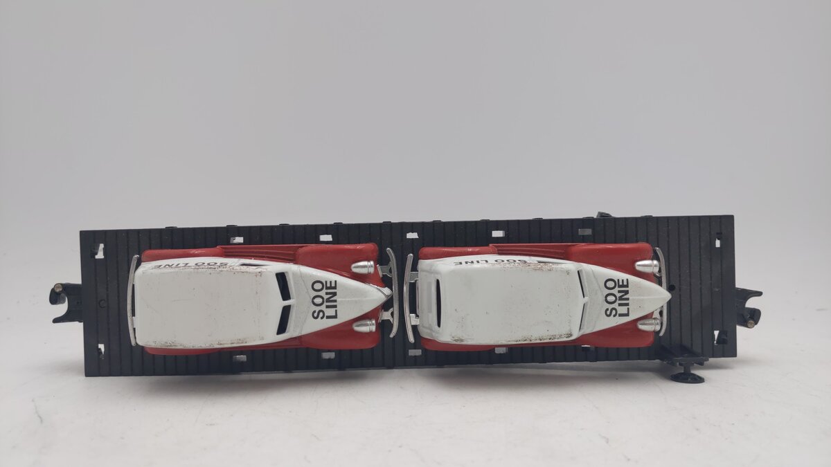 Menards O Gauge SOO Line Flat Car w/ SOO Car Load #57416 VG