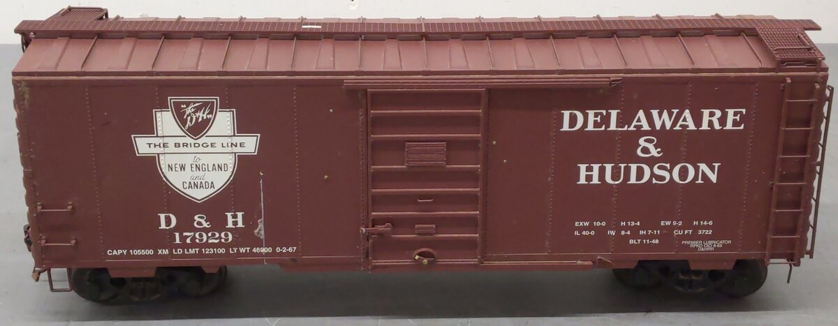USA Trains 19222A G Delaware & Hudson 40' PS-1 Boxcar #17929 (Metal Wheels)