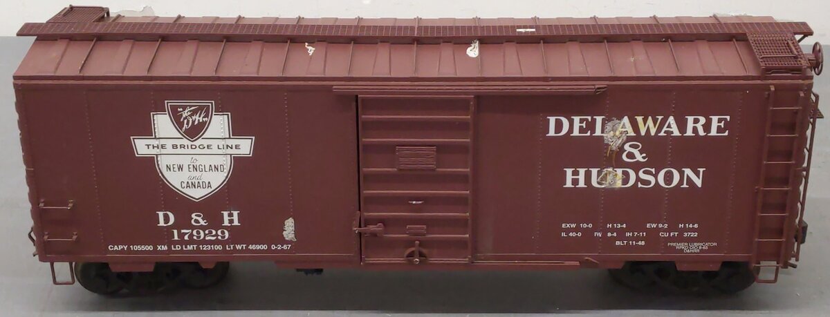 USA Trains 19222A G Delaware & Hudson 40' PS-1 Boxcar #17929 (Metal Wheels)