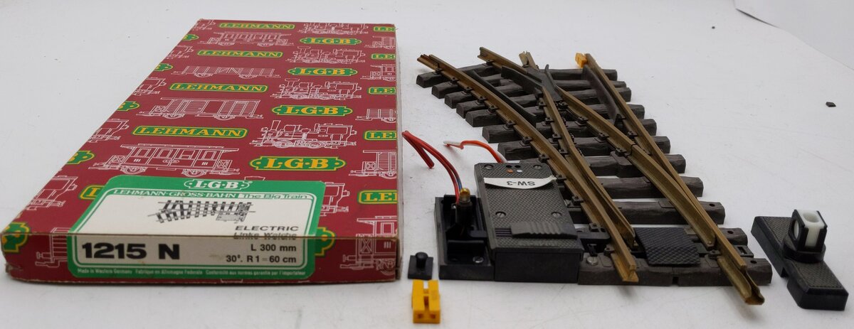 LGB 1215 G Scale Brass Left Hand Electric Switch/Turnout EX/Box