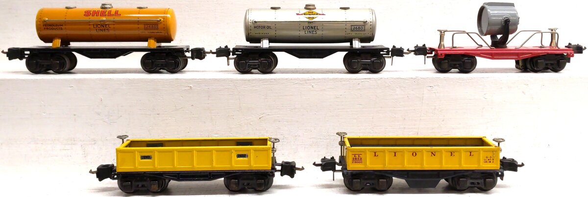 Lionel Vintage Prewar O Freight Cars: 2680, 2652, 2620, 3652 [5] VG