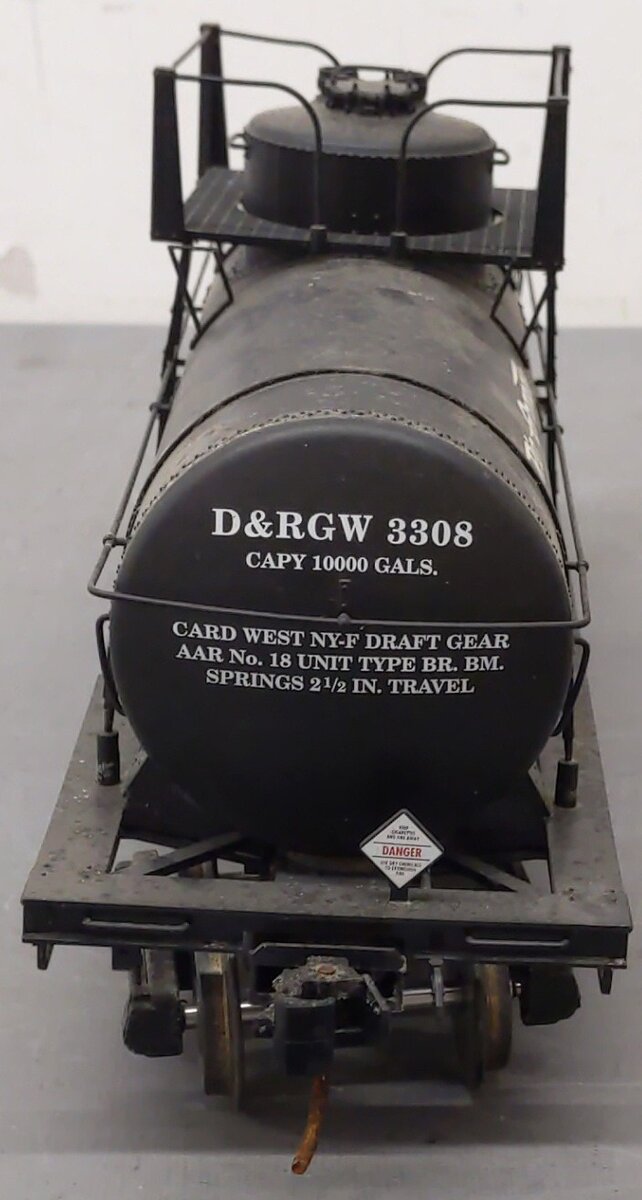 USA Trains 15108 G Denver & Rio Grande 10,000-Gallon Tank Car #3308 Black