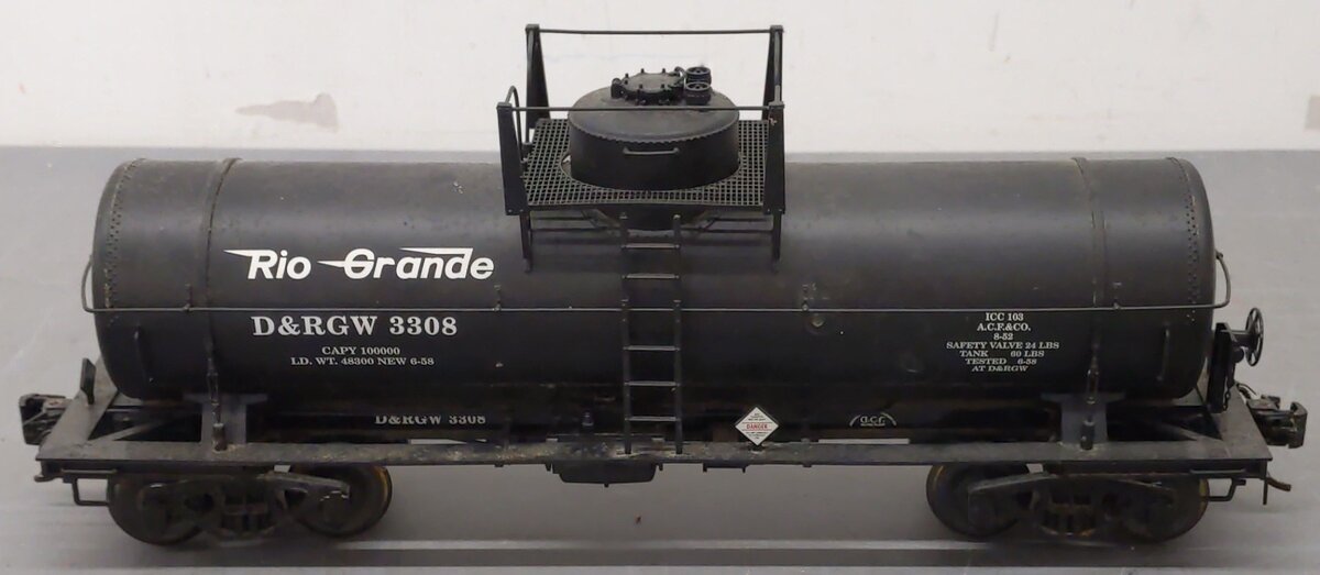 USA Trains 15108 G Denver & Rio Grande 10,000-Gallon Tank Car #3308 Black