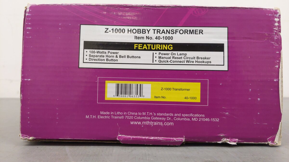 MTH 40-1000 O Z-1000 Hobby Transformer & Controller EX/Box