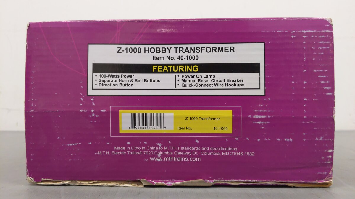 MTH 40-1000 O Z-1000 Hobby Transformer & Controller EX/Box