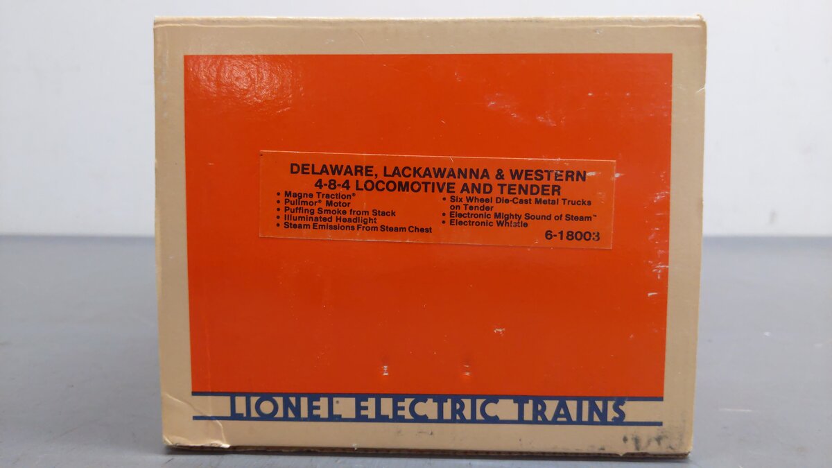 Lionel 6-18003 O Delaware, Lackawanna & Western 4-8-4 Locomotive & Tender #1501 EX/Box