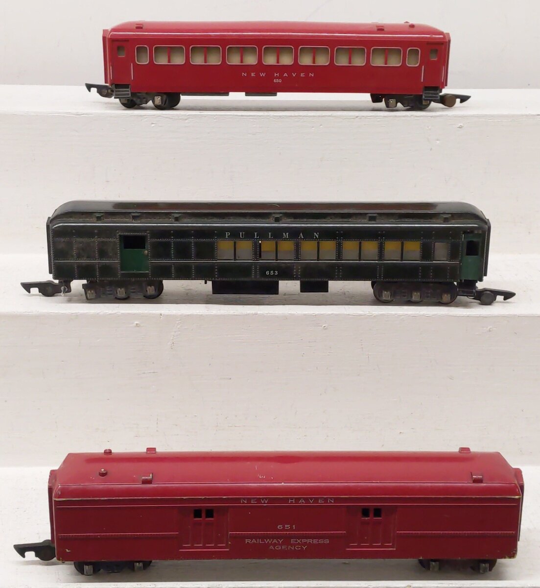 American Flyer Vintage S Gauge Passenger Cars #653,650,651 [3] VG