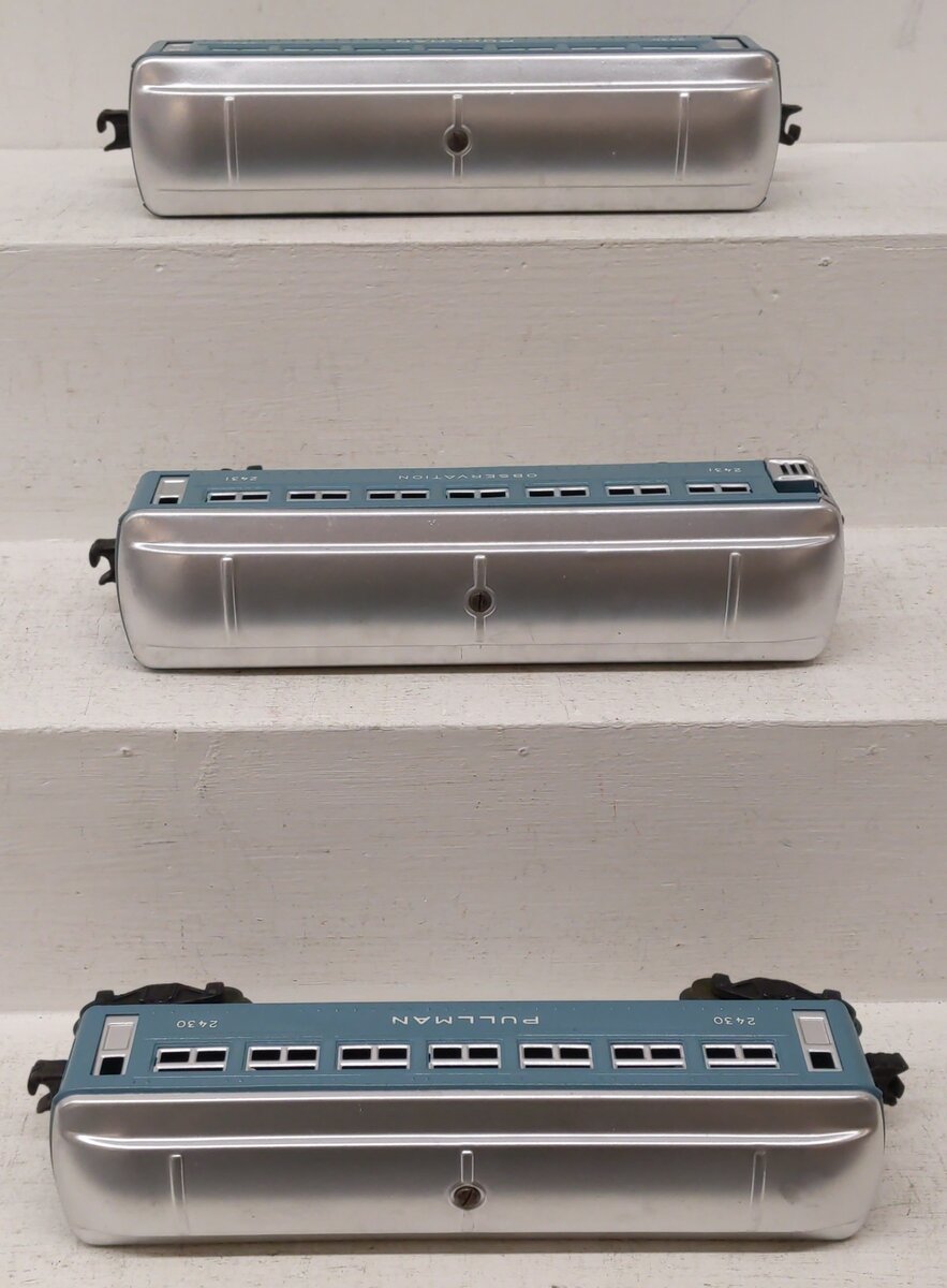 Lionel 2430S Vintage O Blue & Silver Tinplate Pass Cars:2430,2430,2431 (Set of3)
