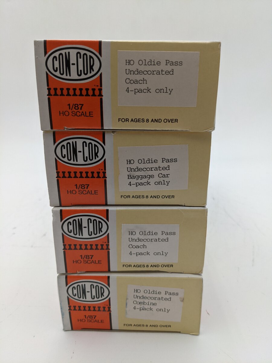 Con-Cor 85710 HO Undecorated Oldie Passenger Cars (Set of 4) NIB