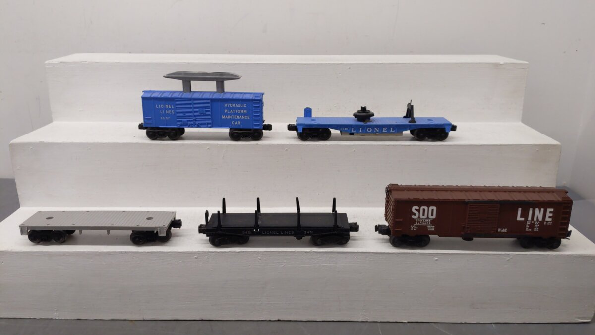 Lionel O Gauge Vintage Freight Cars 3451, 3494-625, 3357, 3410, 6401 [5] VG