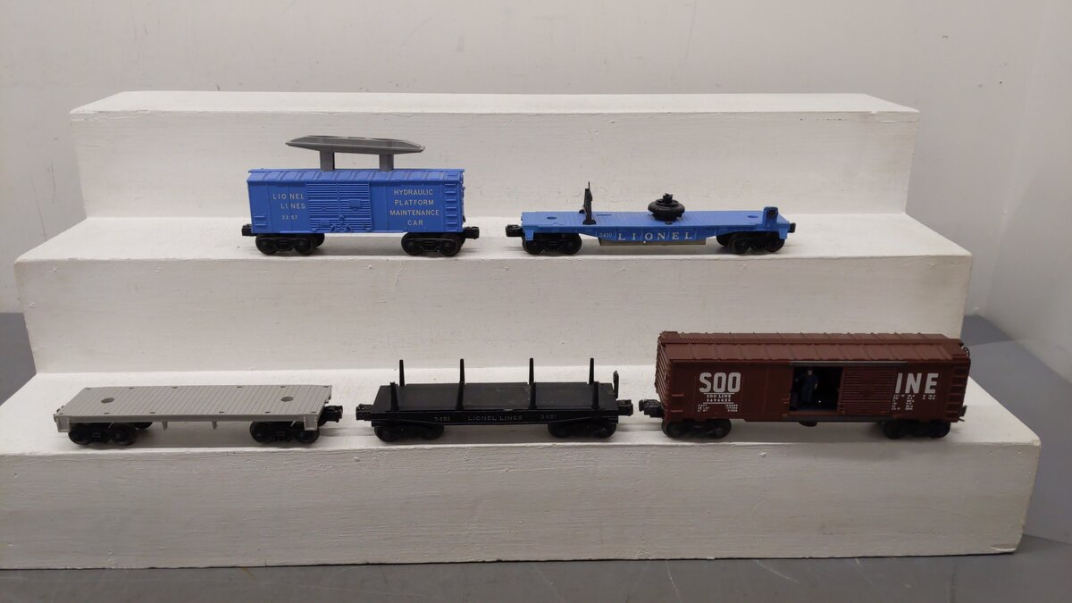 Lionel O Gauge Vintage Freight Cars 3451, 3494-625, 3357, 3410, 6401 [5] VG