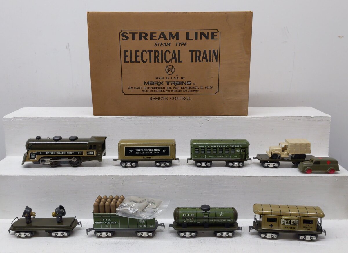 Marx 10471 O Gauge US Army Steamline Steam Train Set EX/Box