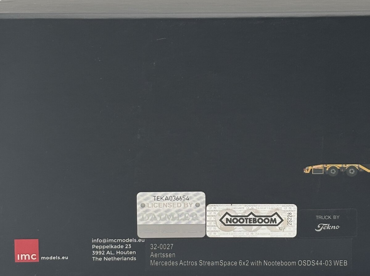 IMC 32-0027 1:50 Aertssen Mercedes Actros StreamSpace 6x2 w/Nooteboom OSDS44-03 LN/Box
