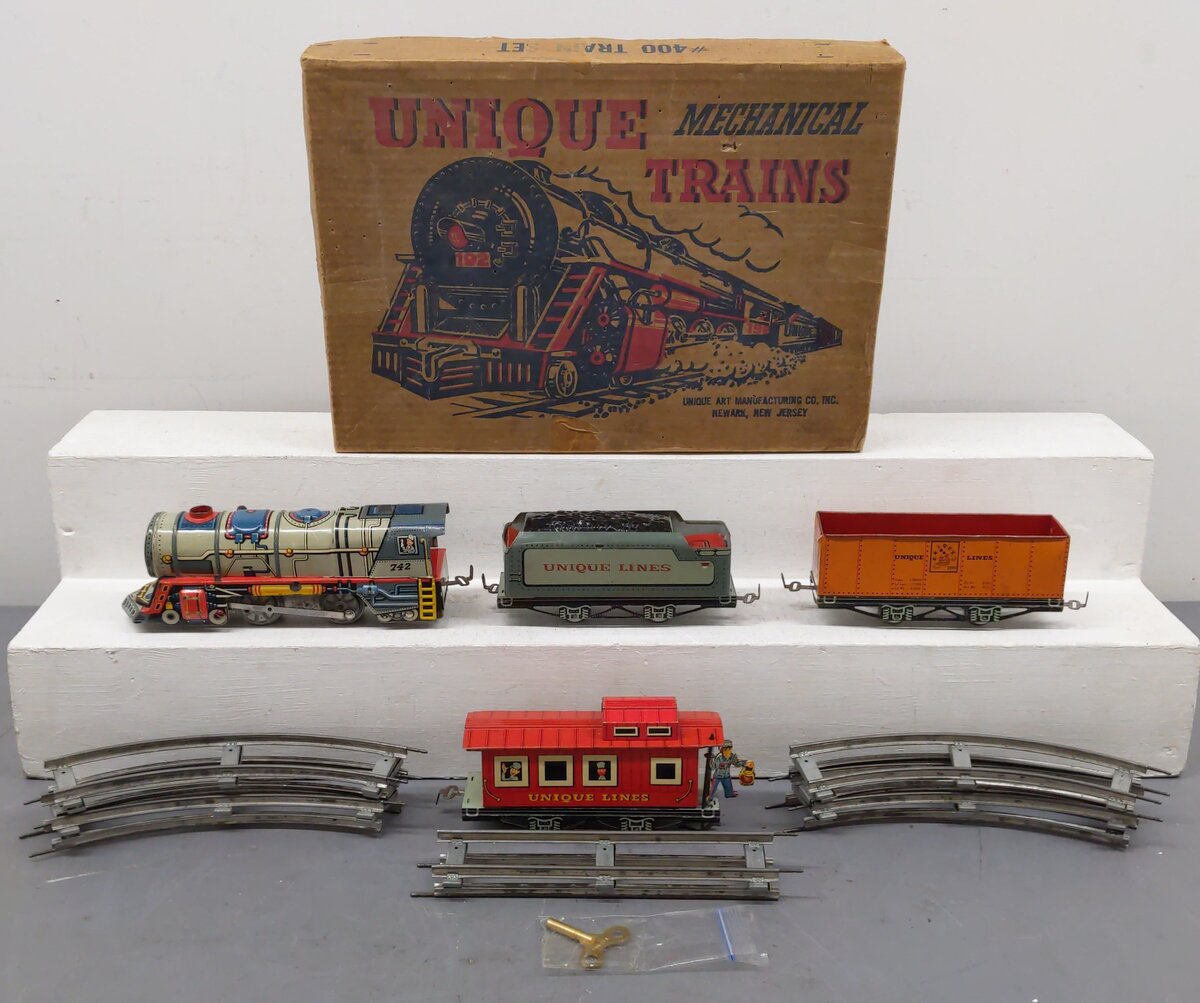 Unique 400 Vintage O Gauge "Benny The Brakeman" Clockwork Steam Freight Set VG/Box