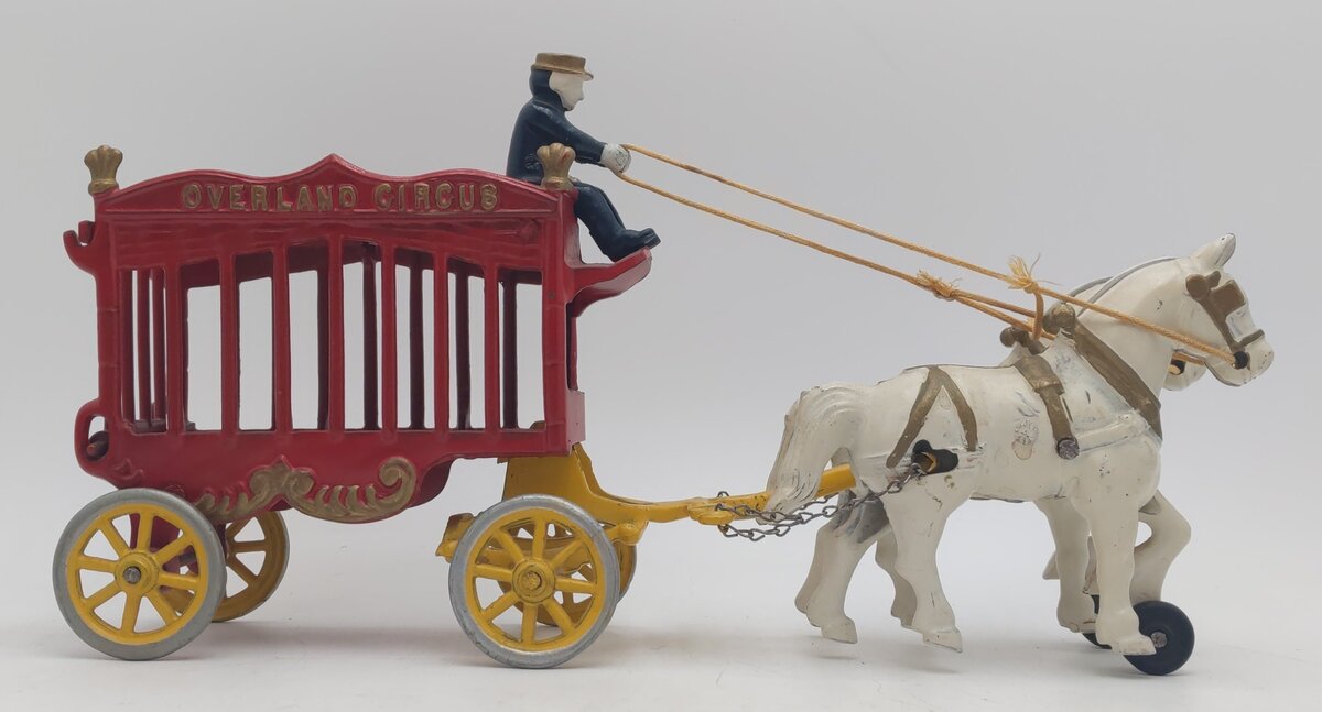 Kenton Cast Iron Overland Circus Wagon & Horses EX