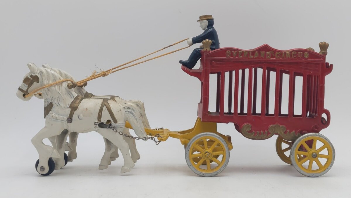 Kenton Cast Iron Overland Circus Wagon & Horses EX