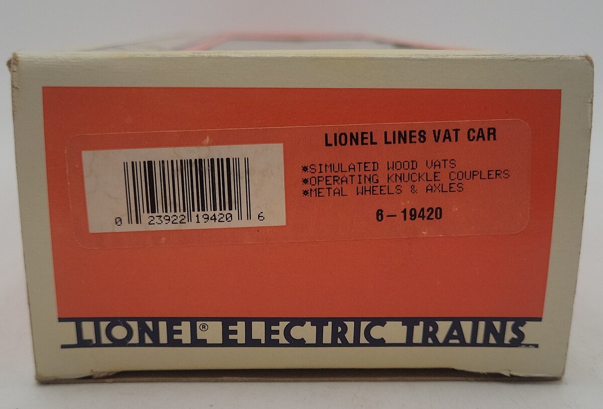 Lionel 6-19420 O Gauge Lionel Lines Vat Car #19420 VG/Box