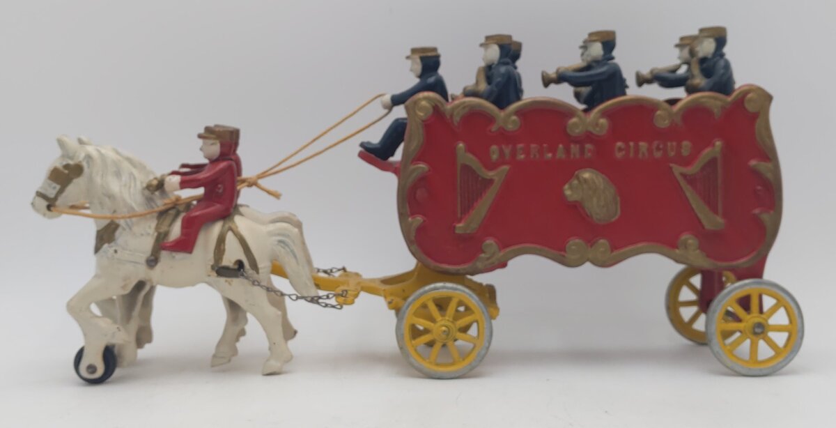 Kenton Cast Iron Overland Circus Wagon & Horses EX