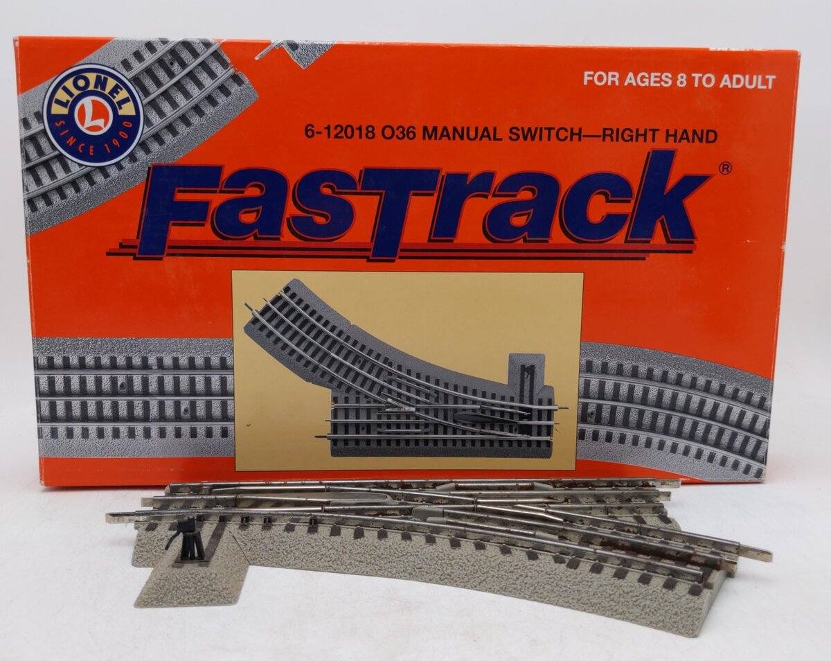 Lionel 6-12018 O-36 Right Hand Manual FasTrack Switch Turnout VG/Box