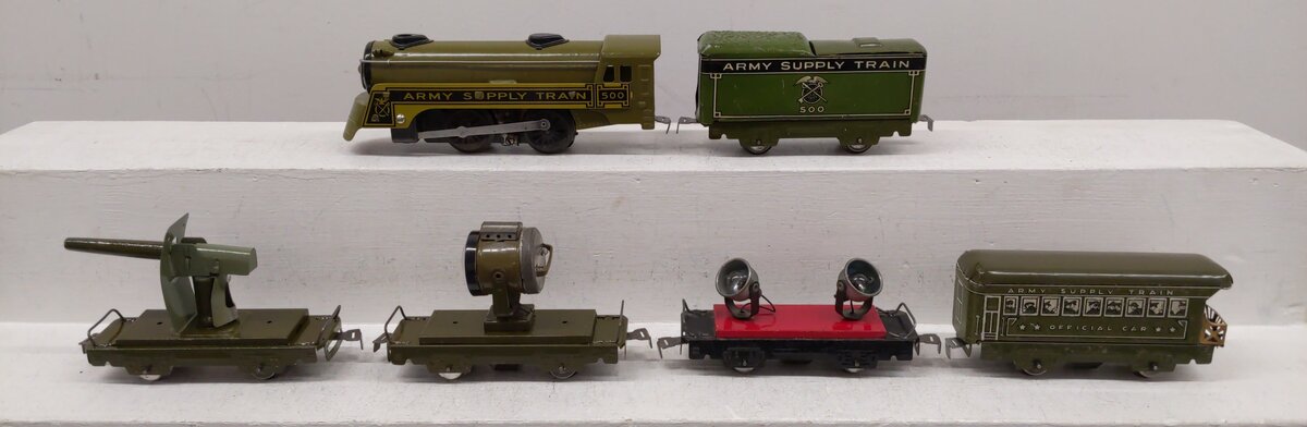 Marx Vintage O Gauge Tinplate Army Steam Locomotive Freight Starter Set