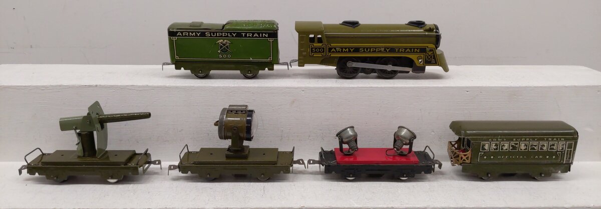 Marx Vintage O Gauge Tinplate Army Steam Locomotive Freight Starter Set