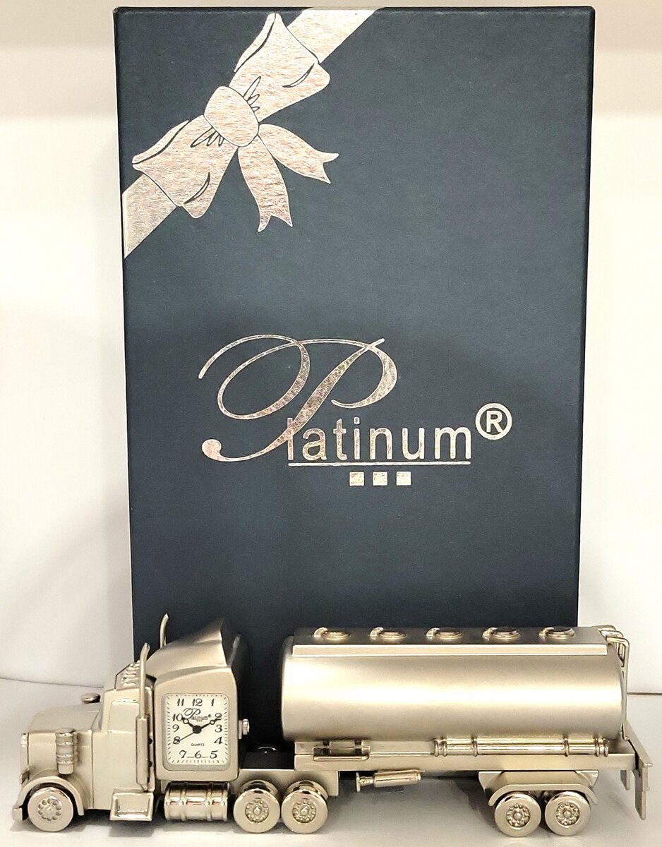 Platinum C376SIL Silver Oil Tank Clock LN/Box