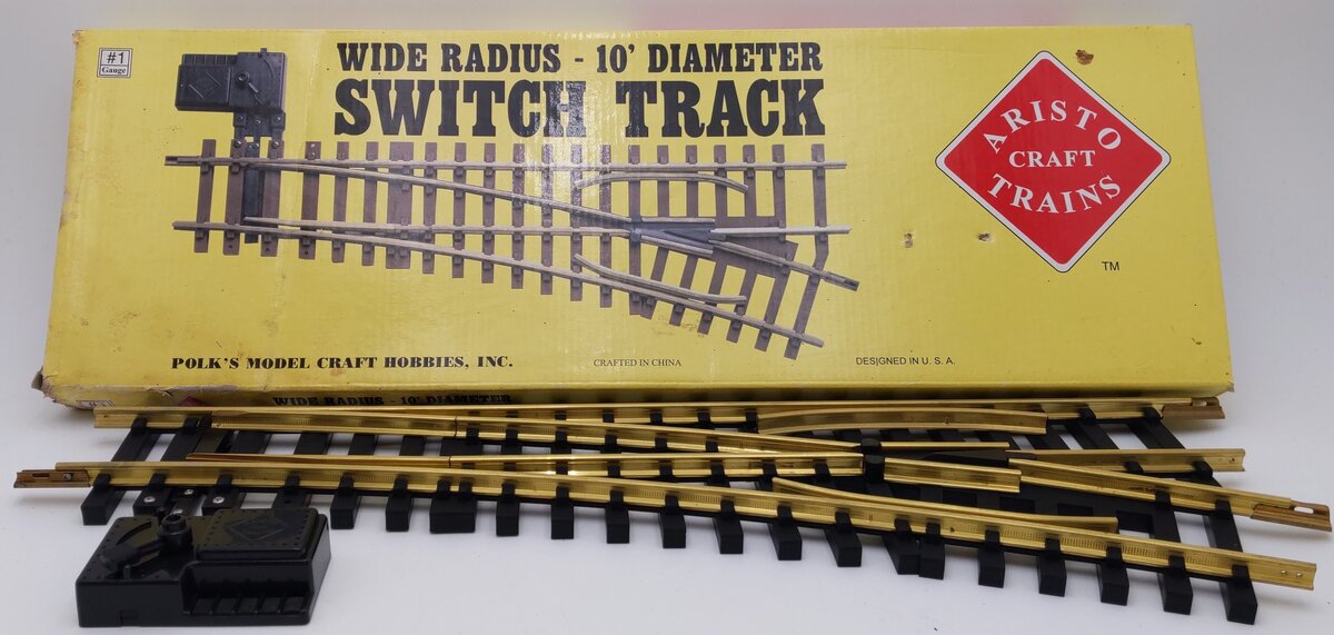 Aristo-Craft 30370 G Brass Wide Radius Right Hand 10' Manual Switch Turnout VG/Box